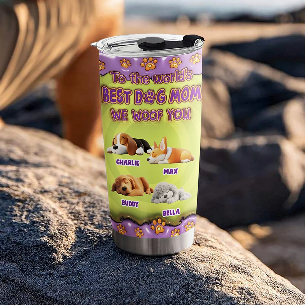 To The World Best Dog Mom - Personalized Custom 3D Inflated Effect Tumbler - Image 5