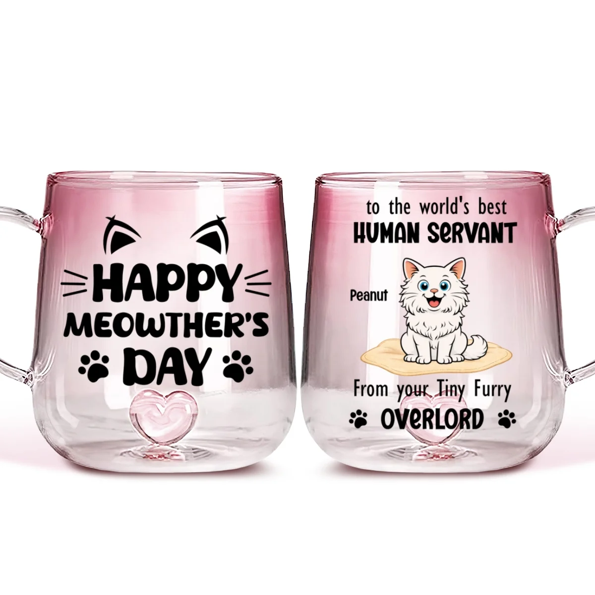 To The World Best Meow Mom - Personalized Custom Pink Gradient Glass Mug - Image 6