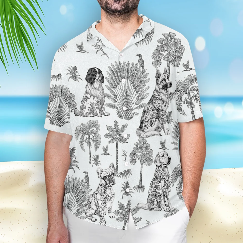 Toile Dog Pattern - Personalized Custom Hawaiian Shirt - Image 6