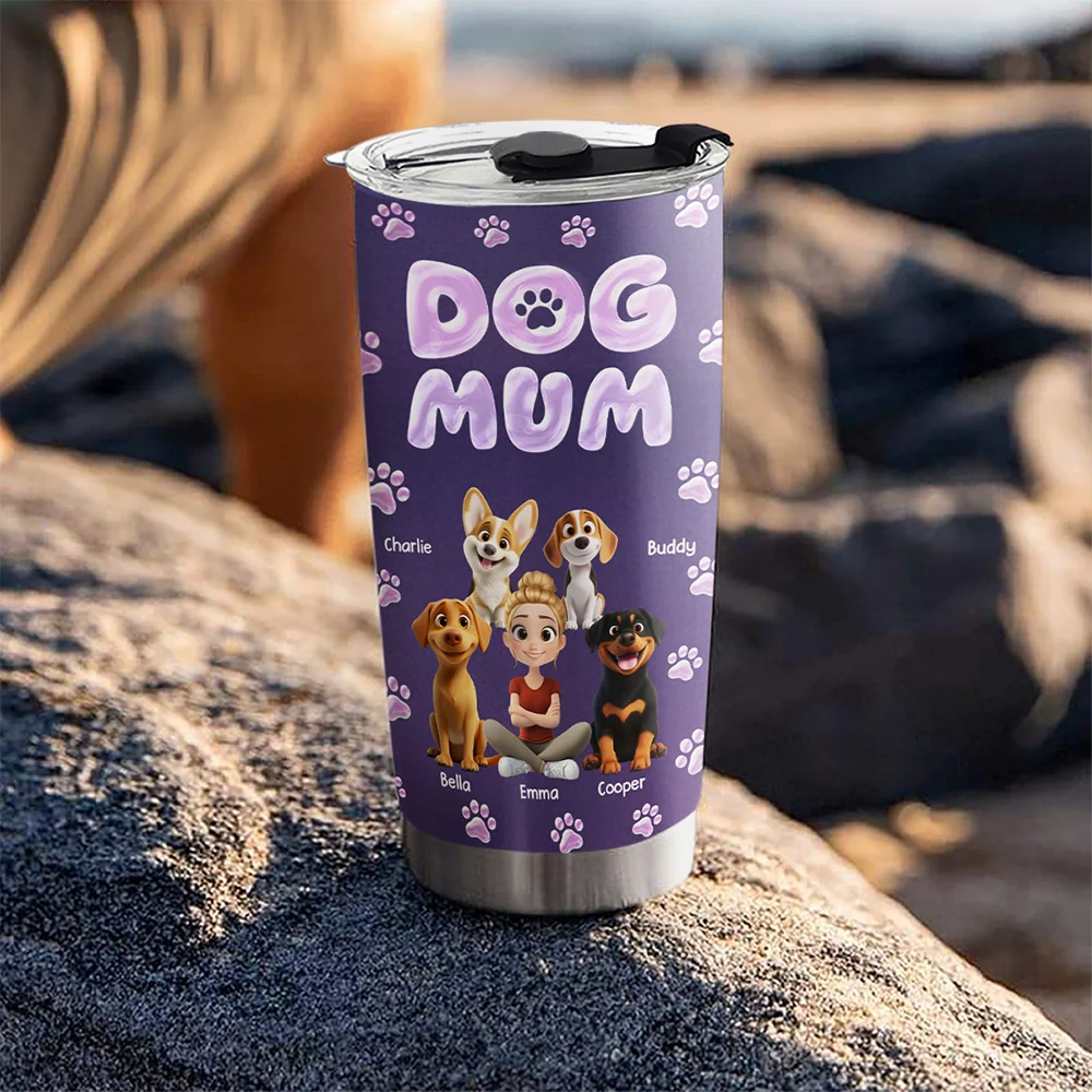 Colorful New Dog Mom - Personalized Custom 3D Inflated Effect Tumbler - Image 5