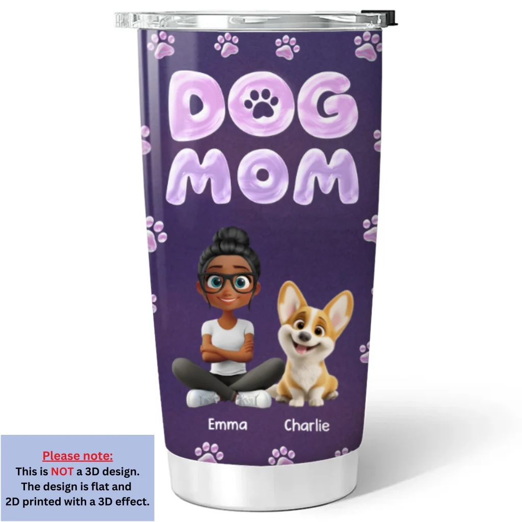 Colorful New Dog Mom - Personalized Custom 3D Inflated Effect Tumbler - Image 6
