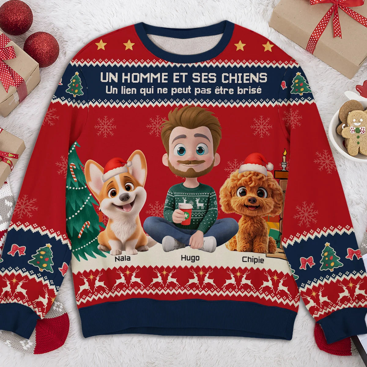Un Homme Et Son Chien - Sweat-Shirt Personnalisé Imprimé Intégralement - Image 2