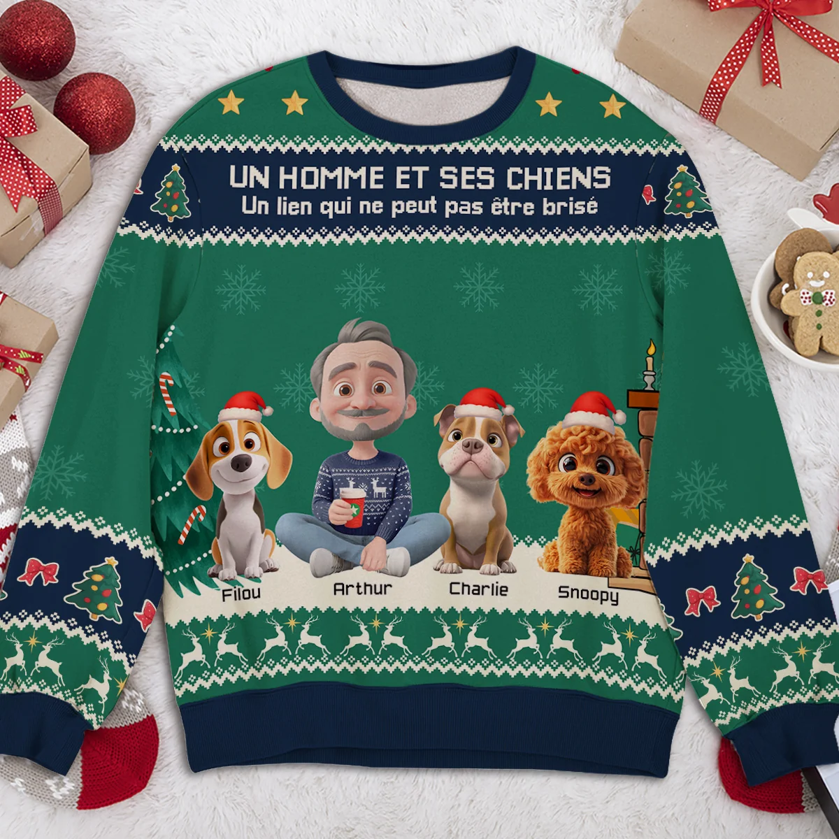 Un Homme Et Son Chien - Sweat-Shirt Personnalisé Imprimé Intégralement - Image 3