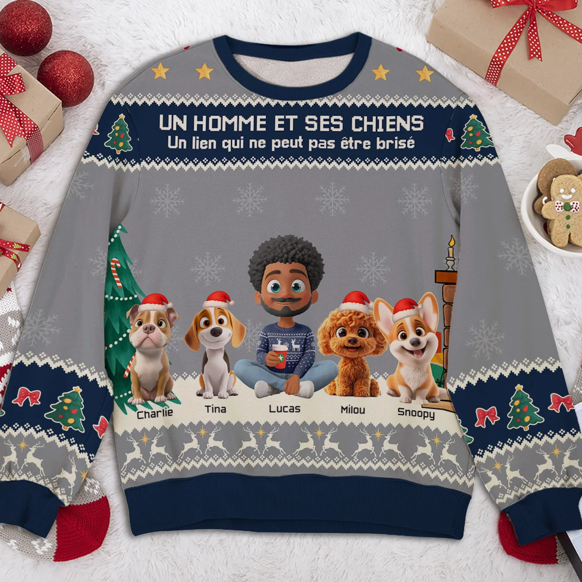 Un Homme Et Son Chien - Sweat-Shirt Personnalisé Imprimé Intégralement - Image 4