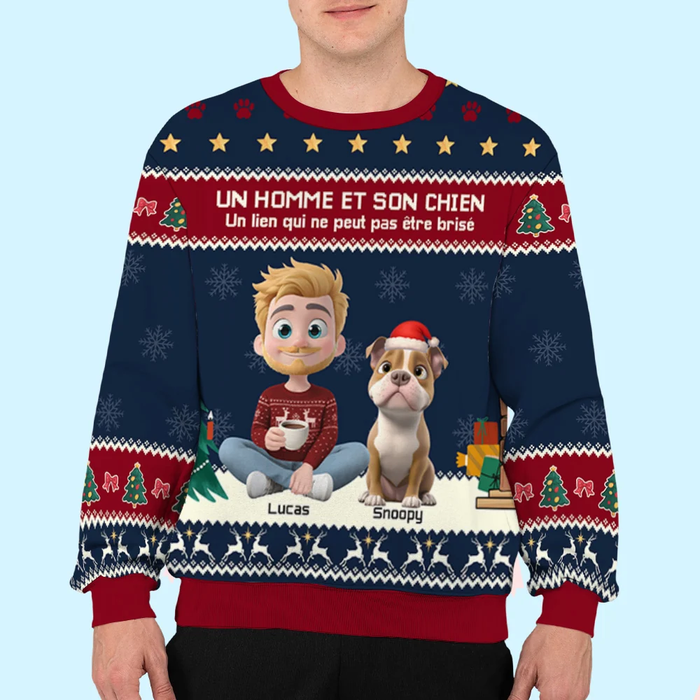 Un Homme Et Son Chien - Sweat-Shirt Personnalisé Imprimé Intégralement - Image 5
