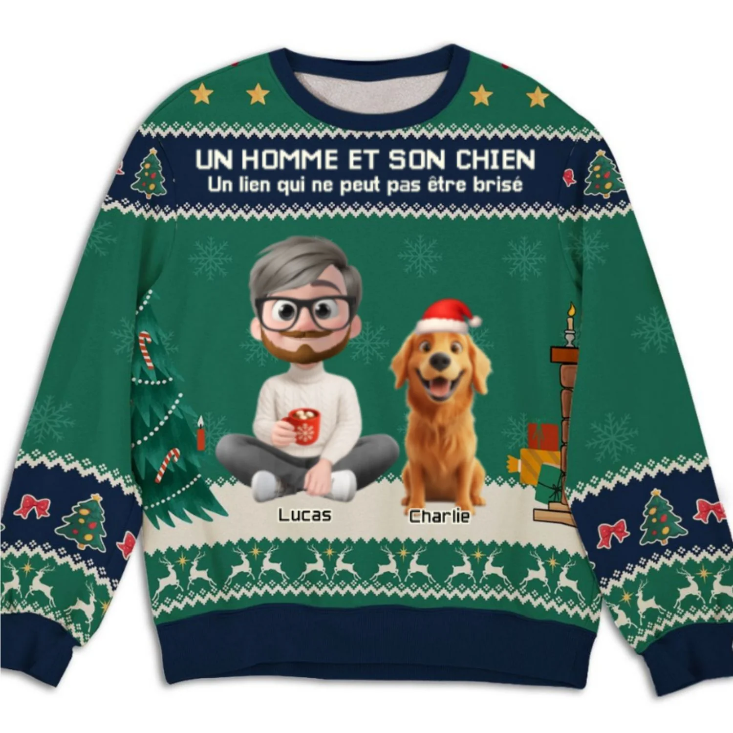 Un Homme Et Son Chien - Sweat-Shirt Personnalisé Imprimé Intégralement - Image 7