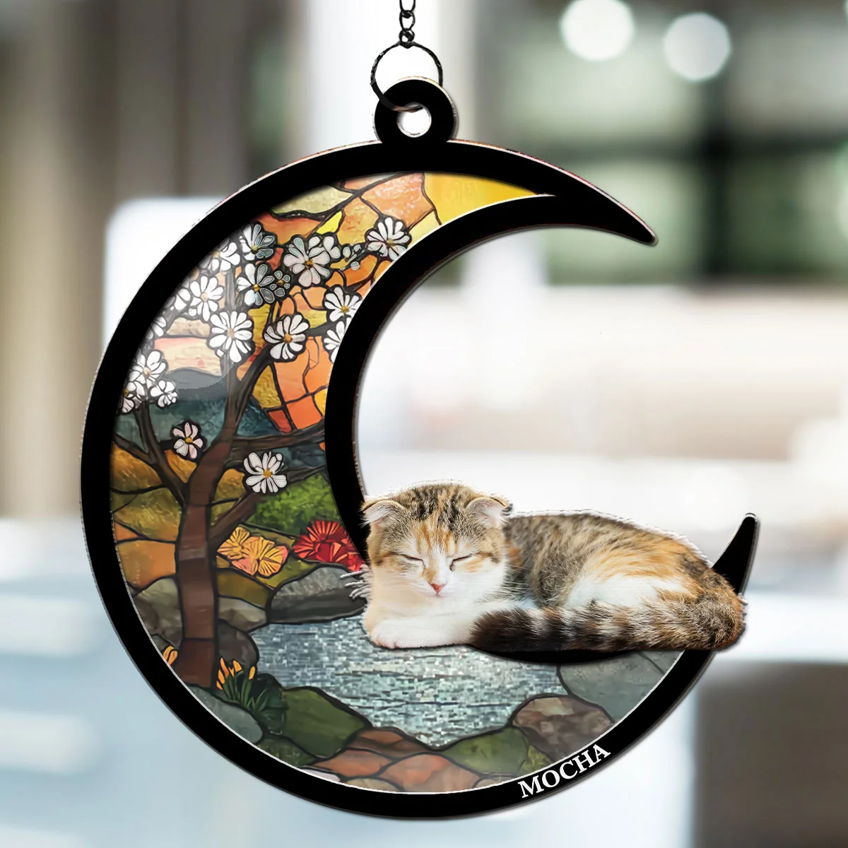 Upload Photo Dreaming Of Treats And Belly Rubs - Personalized Custom Suncatcher - Image 2