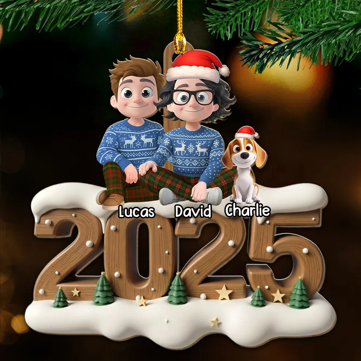 Us Together With Them Onwards - Personalized Custom 3D Effect Wood Ornament - Image 2