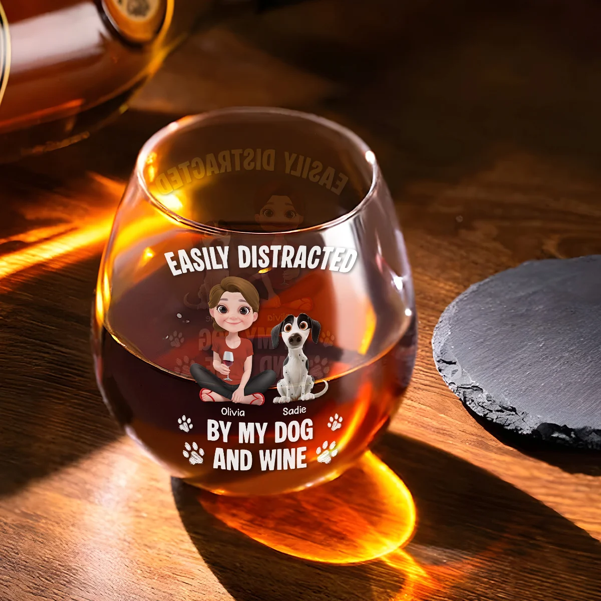 Very Distracted By - Personalized Custom Wine Glass - Image 3
