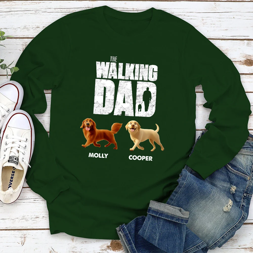 Walking Dog Dad - Personalized Custom Long Sleeve T-Shirt - Image 3