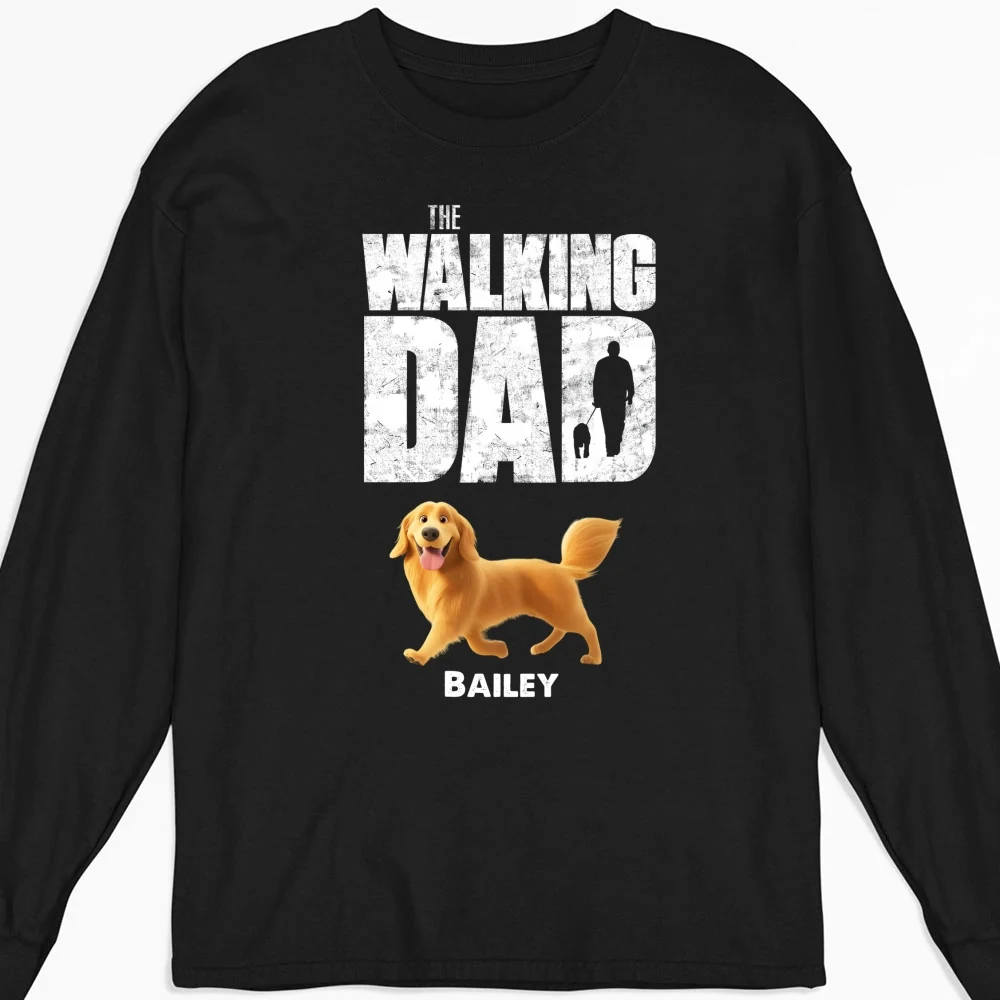 Walking Dog Dad - Personalized Custom Long Sleeve T-Shirt - Image 4