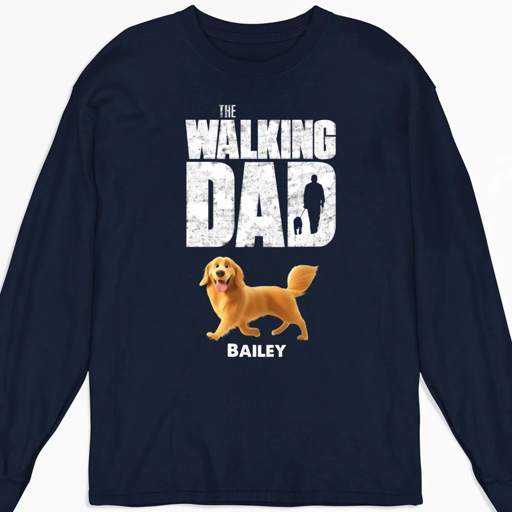 Walking Dog Dad - Personalized Custom Long Sleeve T-Shirt - Image 5