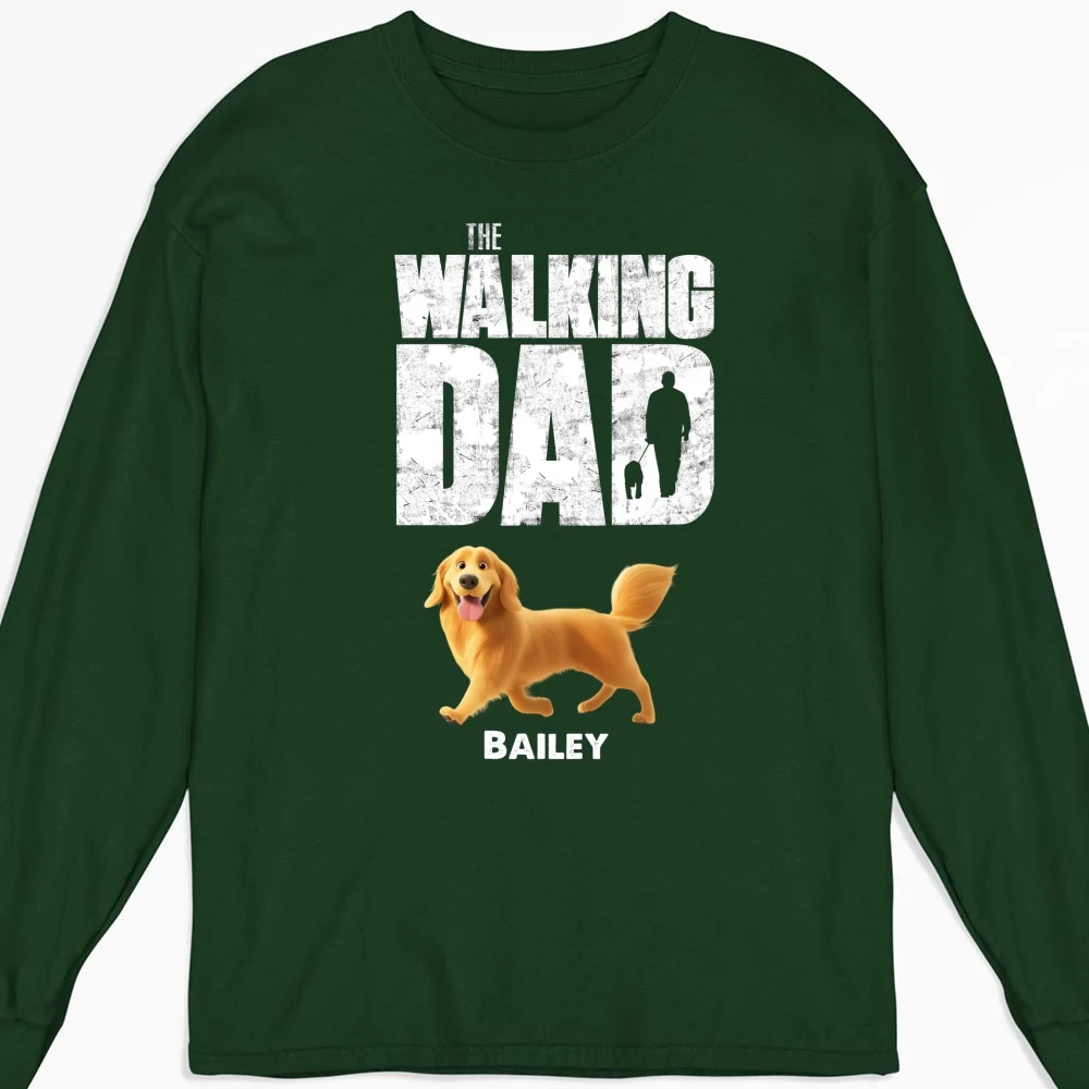 Walking Dog Dad - Personalized Custom Long Sleeve T-Shirt - Image 6