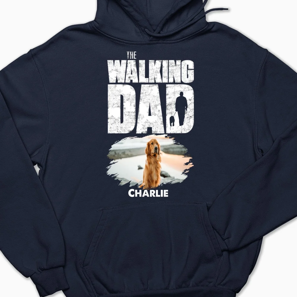 Walking Dog Dad Photo - Personalized Custom Hoodie - Image 6