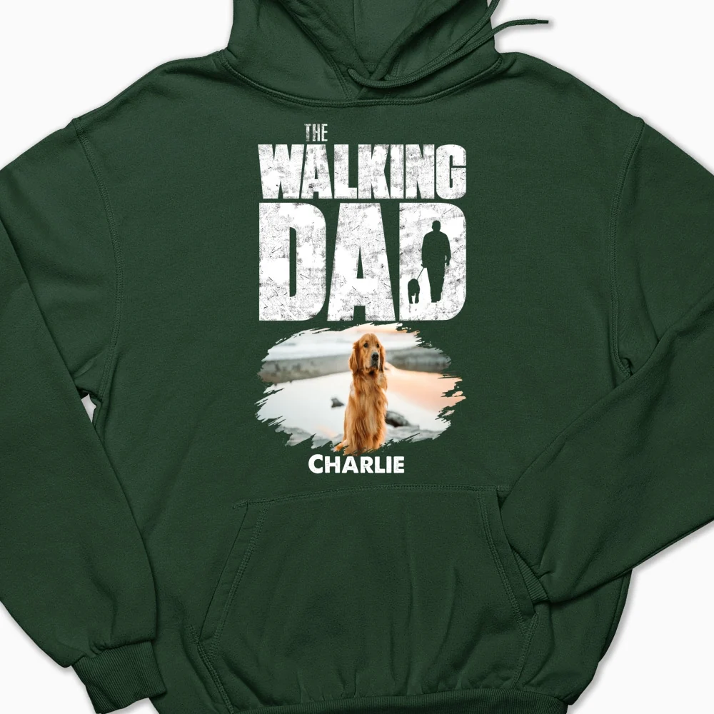 Walking Dog Dad Photo - Personalized Custom Hoodie - Image 8