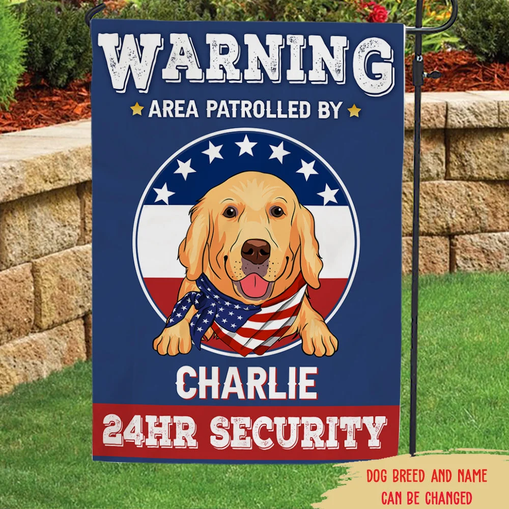 Warning Area Patrolled By Dogs - Personalized Custom Garden Flag