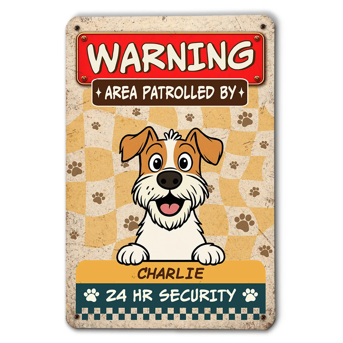 Warning Area Patrolled By - Personalized Custom Metal Sign