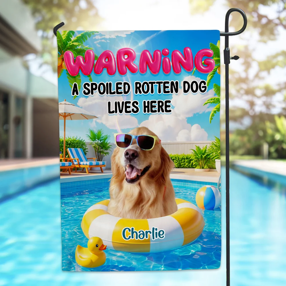 Warning By Spoiled Rotten Dogs Photo - Personalized Custom Flag - Image 2