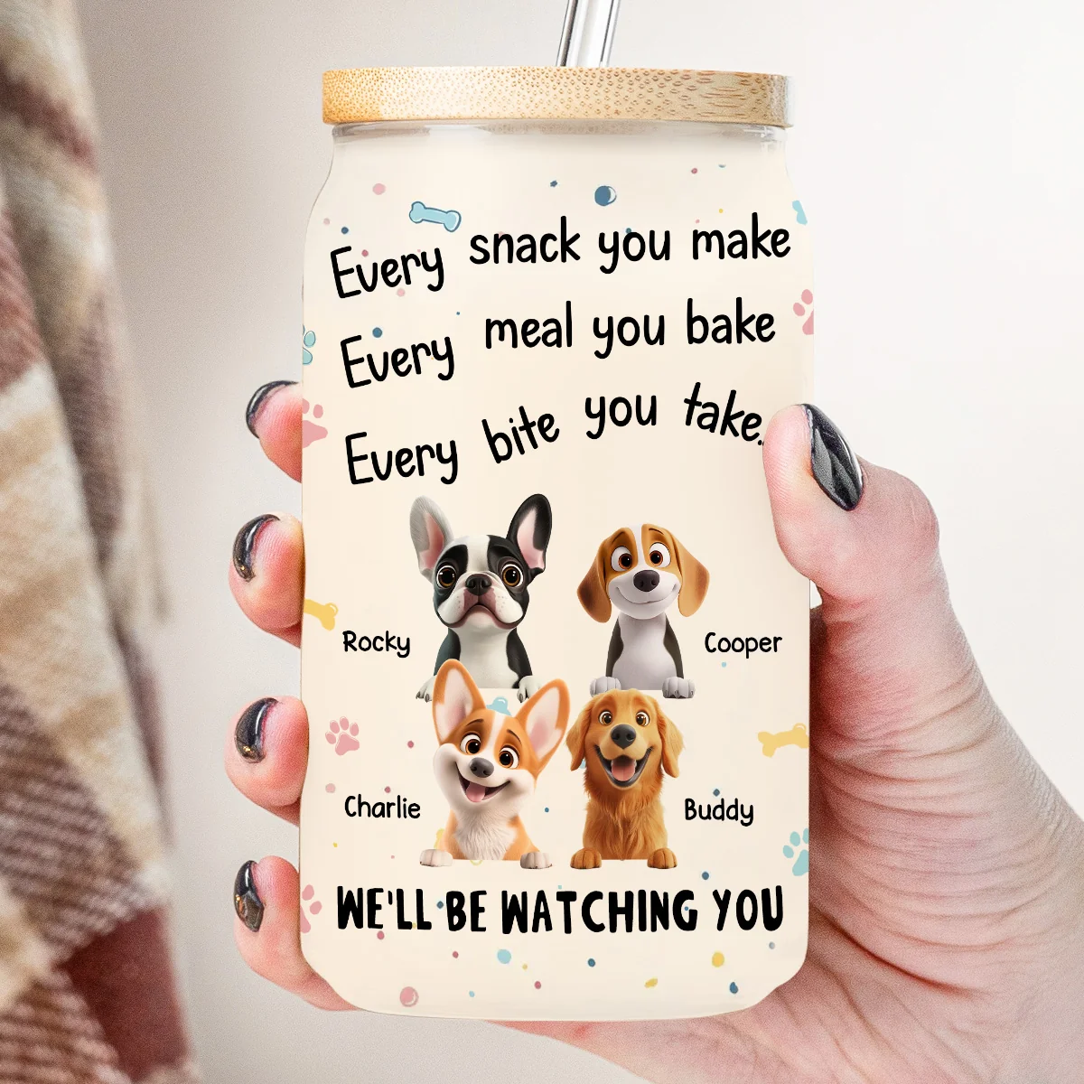 Watching You - Personalized Custom Glass Can - Image 5