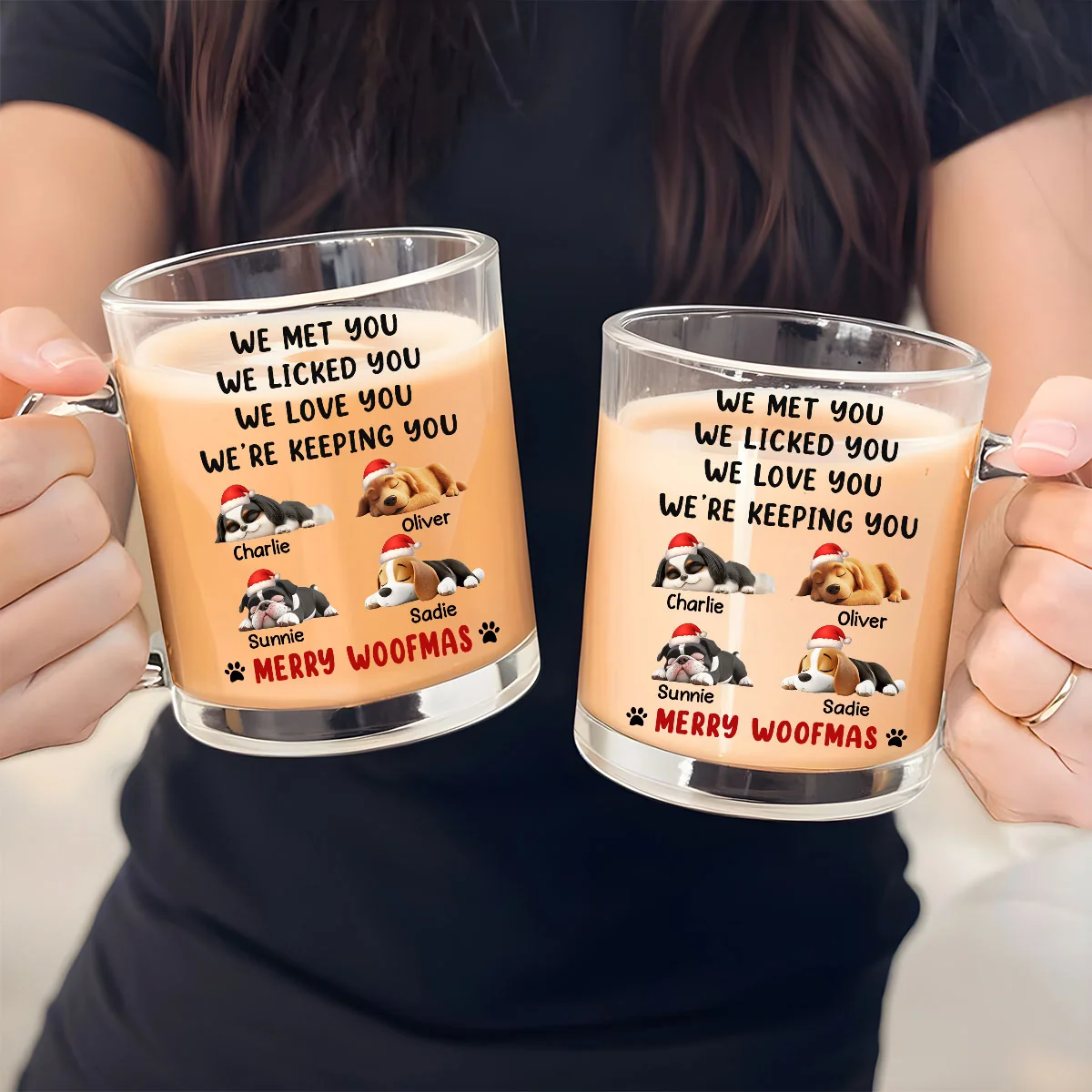 We Licked And Love You Ver Christmas - Personalized Custom Glass Mug - Image 4