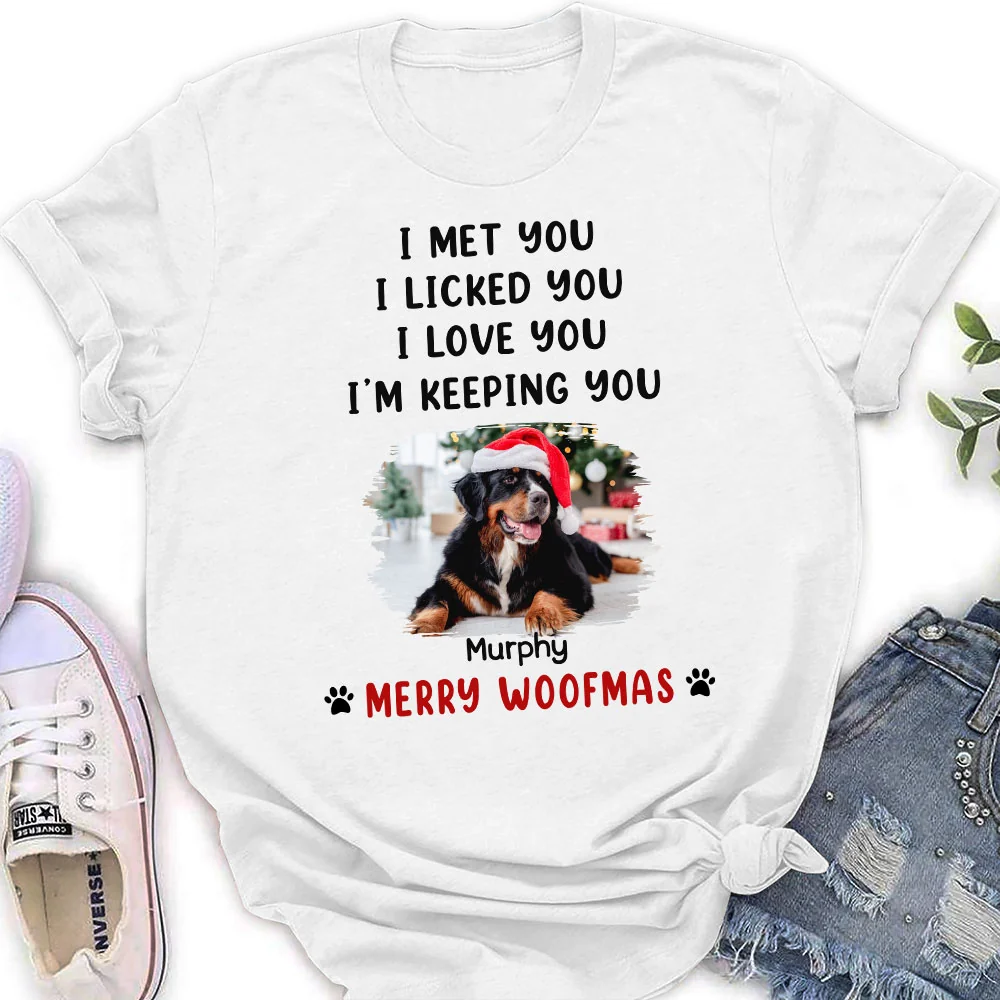 We Licked And Love You Ver Christmas Photo  - Personalized Custom Women's T-Shirt - Image 2