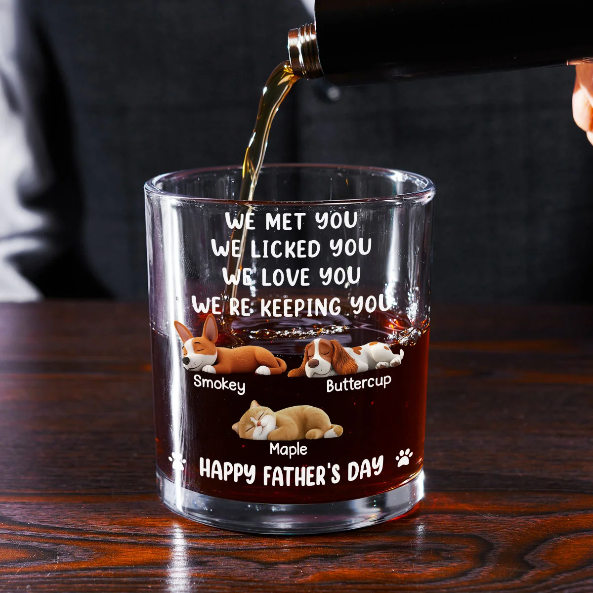 We Licked And Love You Ver Pet - Personalized Custom Whiskey Glass - Image 3
