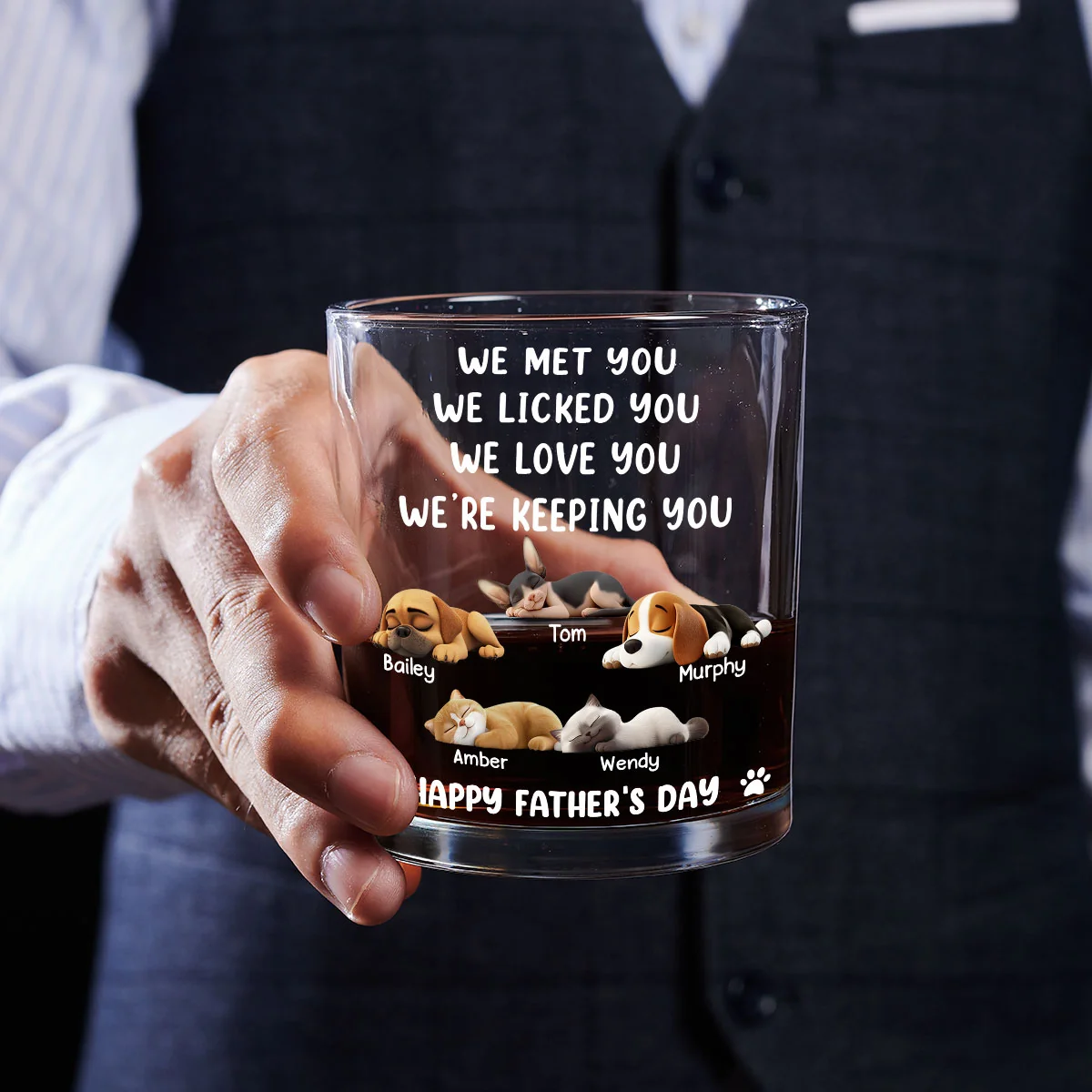 We Licked And Love You Ver Pet - Personalized Custom Whiskey Glass - Image 5