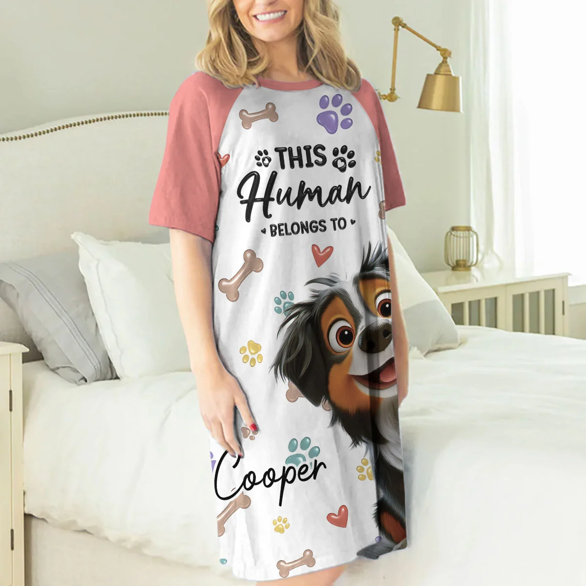We Own You Lovely Human - Personalized Custom 3/4 Sleeve Dress - Image 3