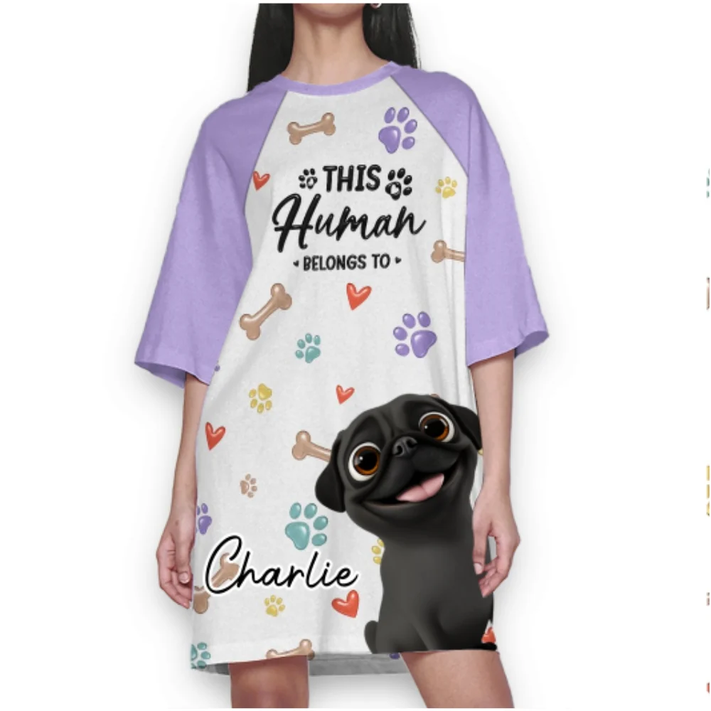 We Own You Lovely Human - Personalized Custom 3/4 Sleeve Dress - Image 6