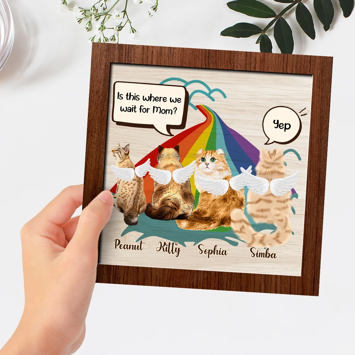 We Wait Here For You Mom - Personalized Custom Wooden Plaque - Image 3