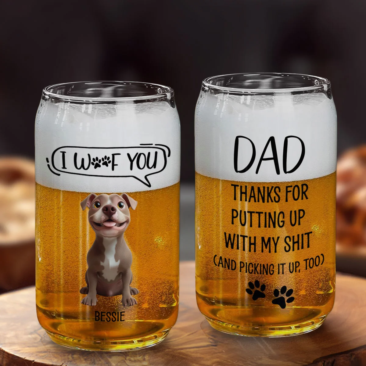 We Woof You - Personalized Custom Beer Can Glass - Image 3