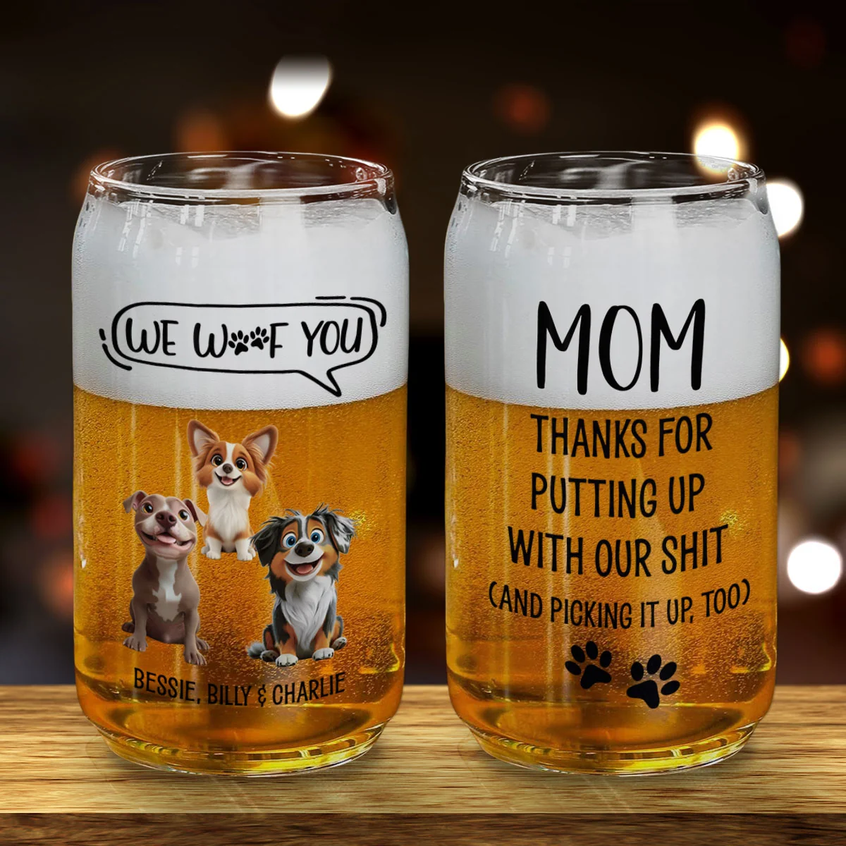 We Woof You - Personalized Custom Beer Can Glass - Image 4