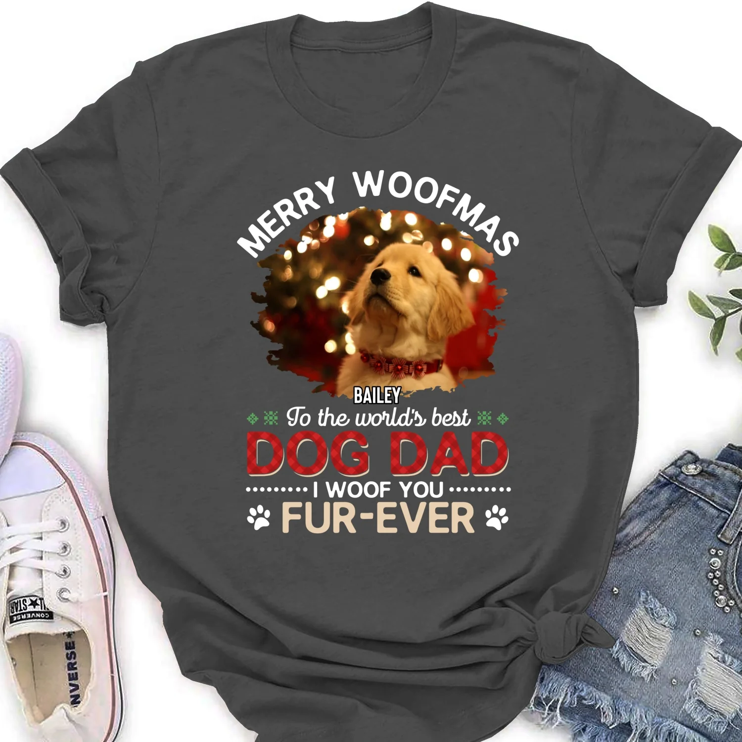 We Woof You Photo - Personalized Custom Women's T-shirt - Image 6