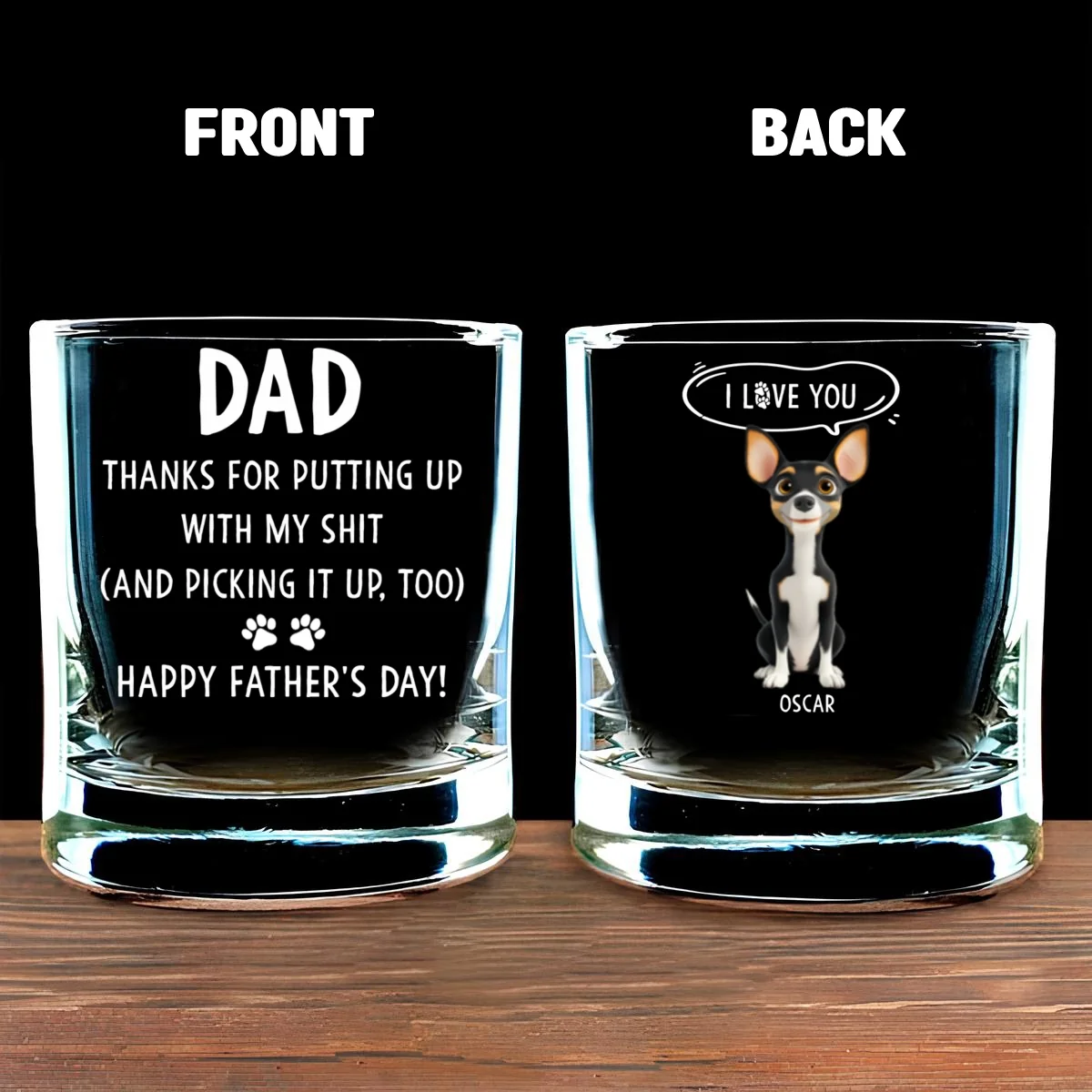 We Woof You With Love Pet Version - Personalized Custom Whiskey Glass - Image 6