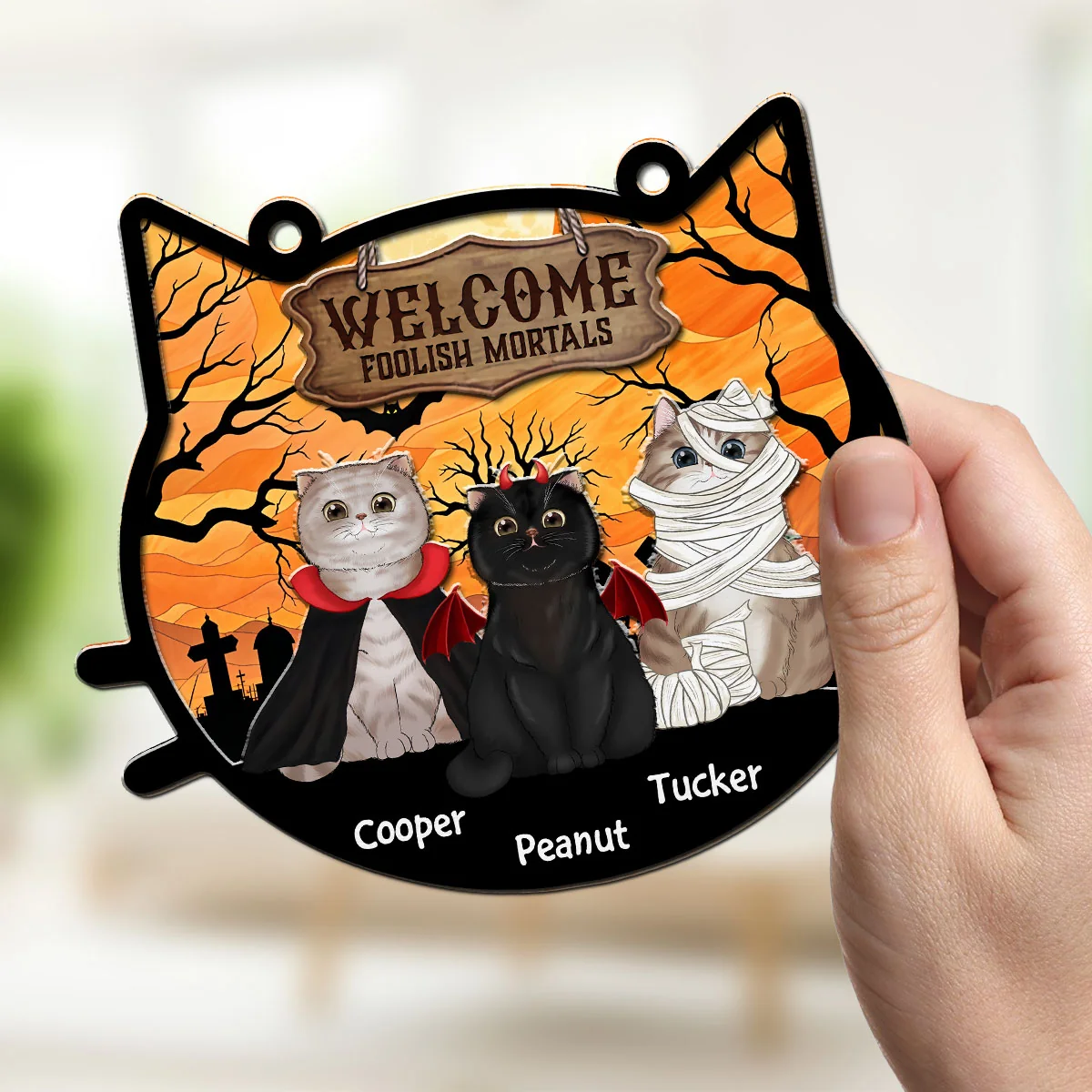 Welcome Foolish Mortals - Personalized Custom Suncatcher - Image 2