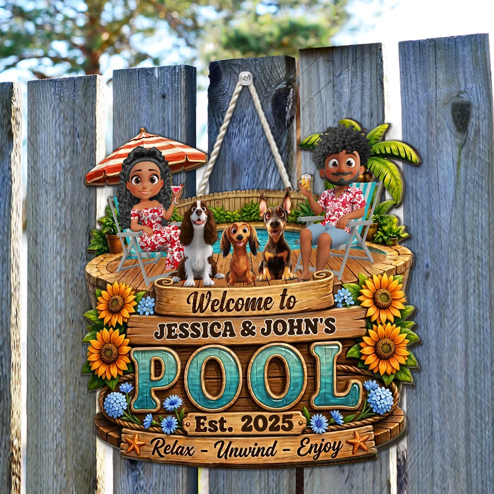 Welcome To Summer Pool - Personalized Custom Wood Sign - Image 4