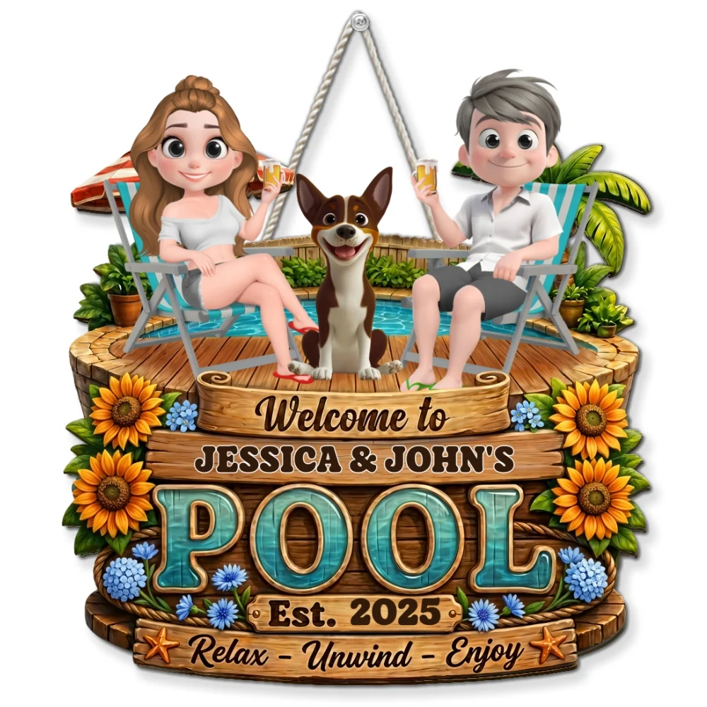 Welcome To Summer Pool - Personalized Custom Wood Sign - Image 6