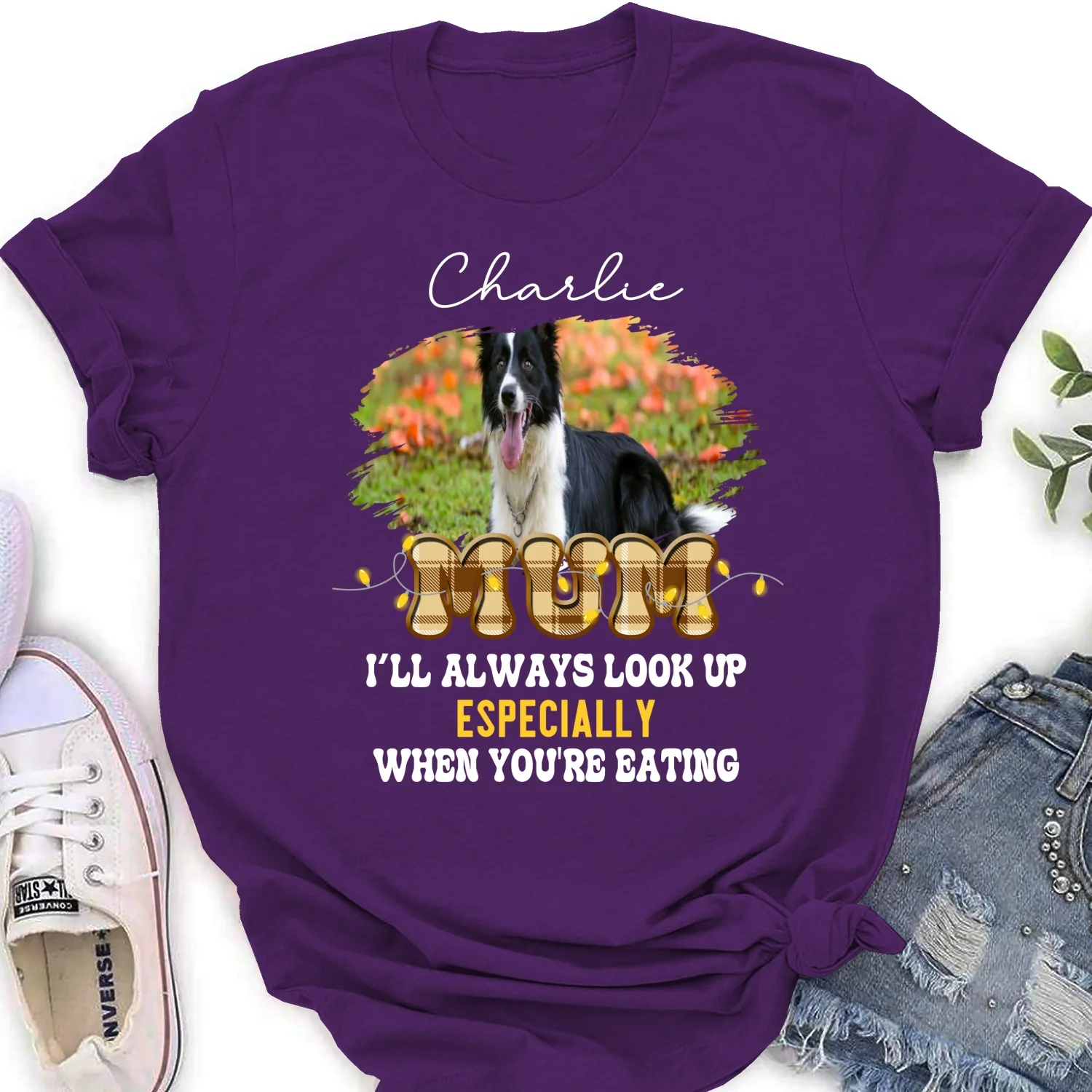 We'll Always Look Up Especially When You're Eating Photo - Personalized Custom Women's T-shirt - Image 5