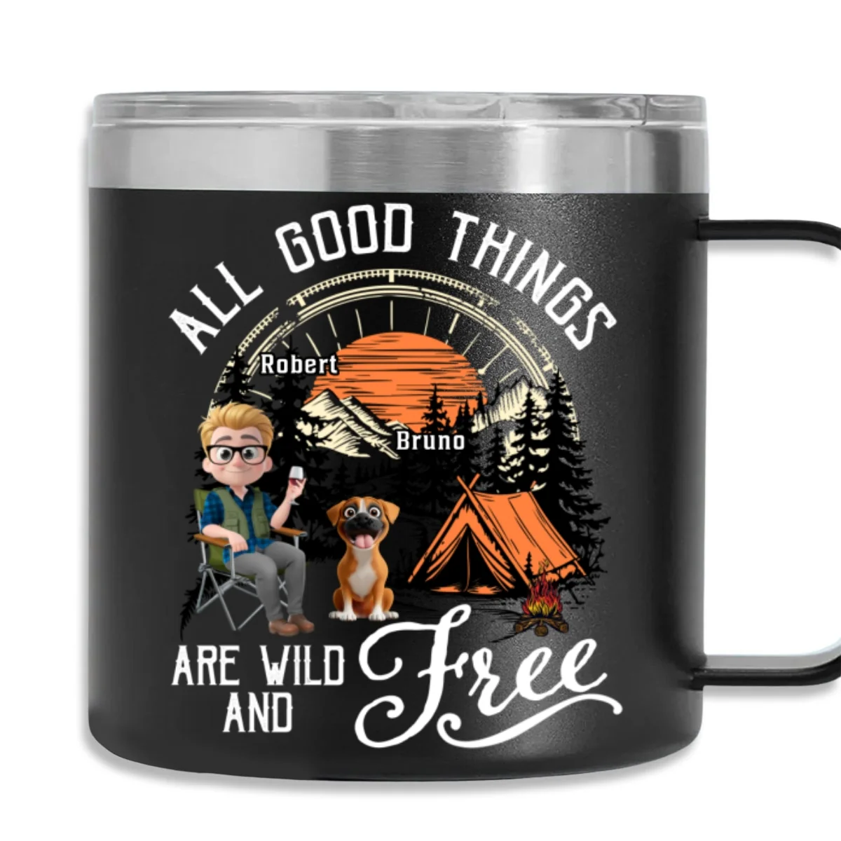 Wild And Free - Personalized Custom 14oz Stainless Steel Tumbler With Handle - Image 7
