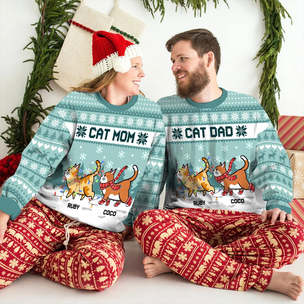 Winter Cat Mint - Personalized Custom All-Over-Print Sweatshirt - Image 3
