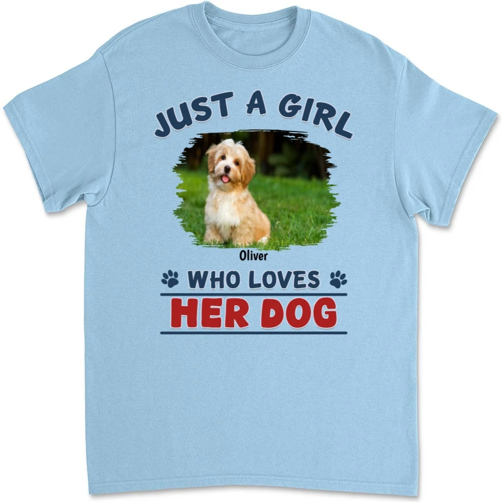 Winter Girl And Dog Christmas Photo- Personalized Custom Unisex T-Shirt - Image 7
