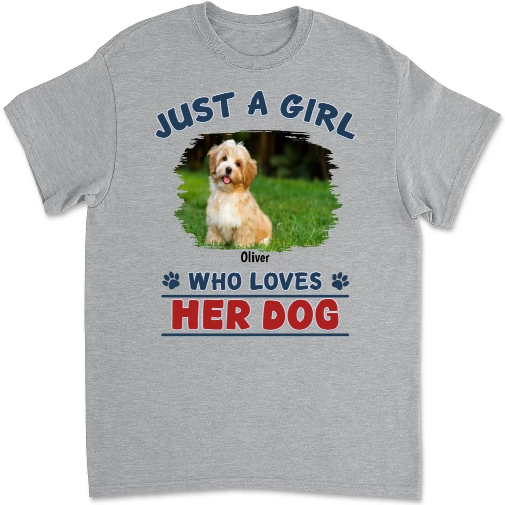 Winter Girl And Dog Christmas Photo- Personalized Custom Unisex T-Shirt - Image 8