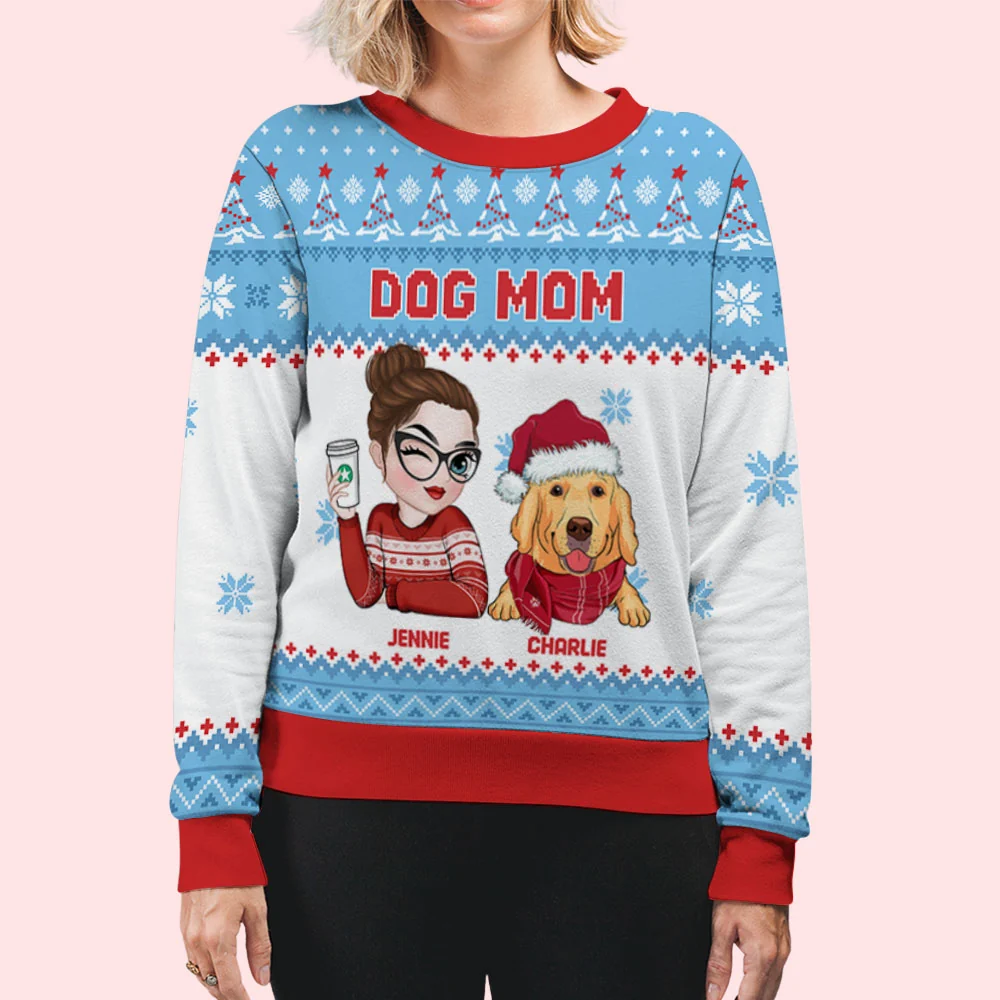 Winter Mom Dad - Personalized Custom All-Over-Print Sweatshirt - Image 4