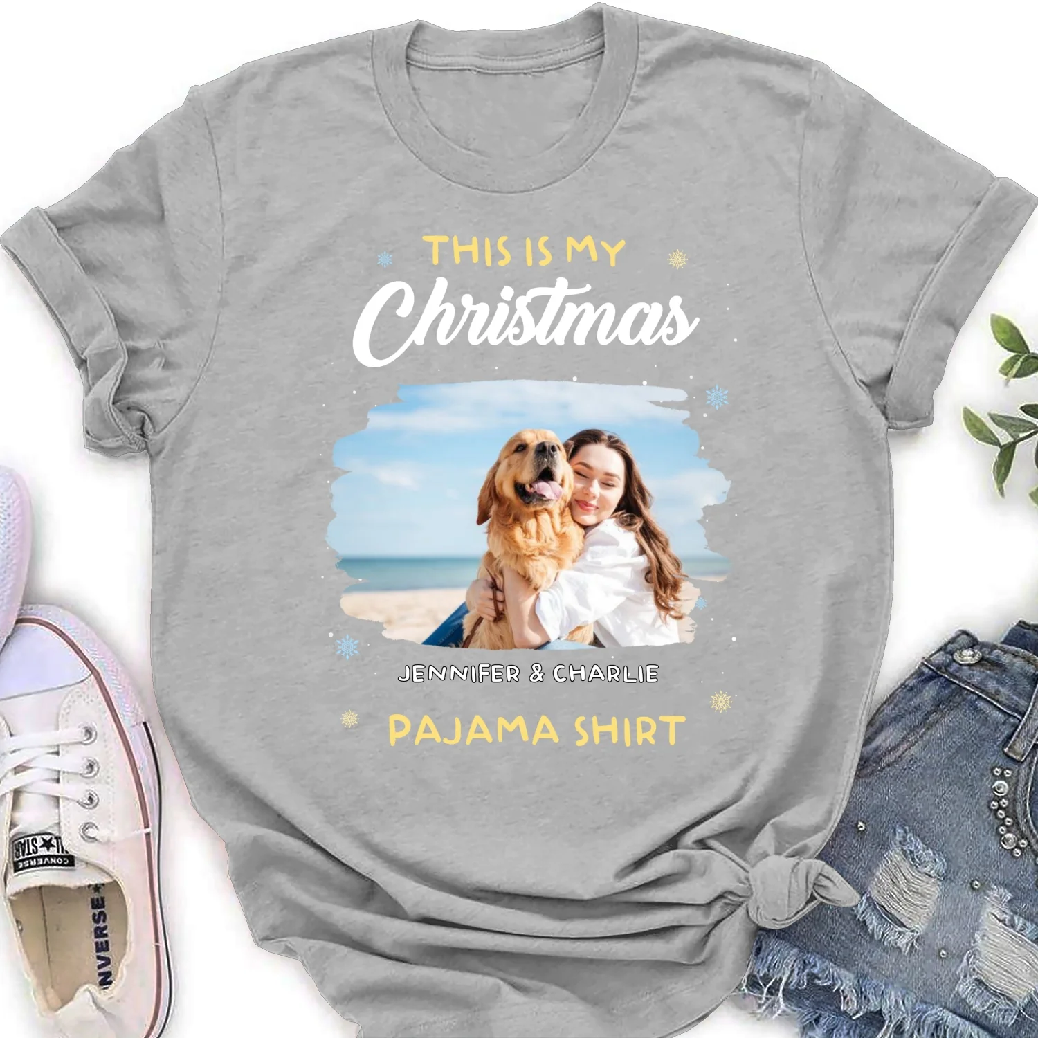 Winter Pajama Shirt Photo - Personalized Custom Women T-Shirt - Image 12