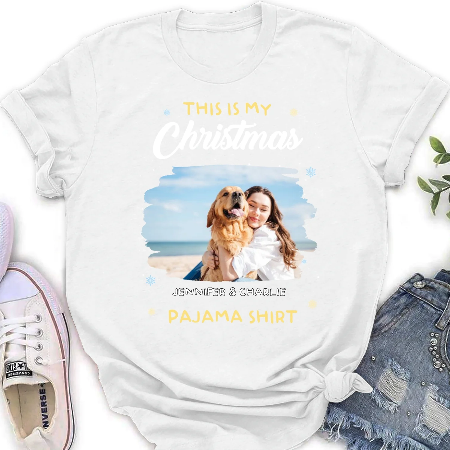 Winter Pajama Shirt Photo - Personalized Custom Women T-Shirt - Image 13