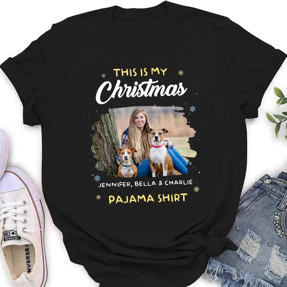 Winter Pajama Shirt Photo - Personalized Custom Women T-Shirt - Image 4