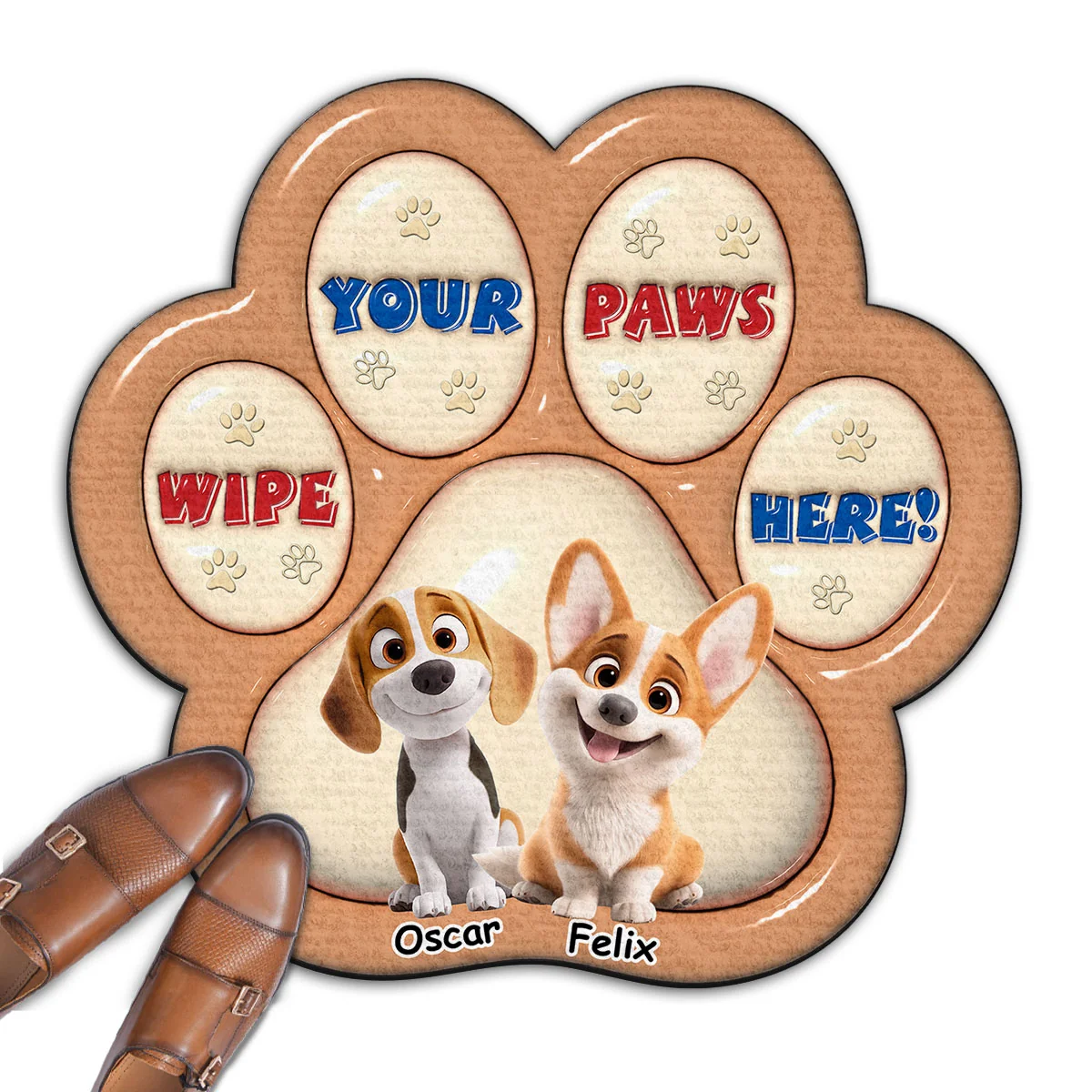 Wipe Your Paws Here Human - Personalized Custom 3D Inflated Effect Doormat