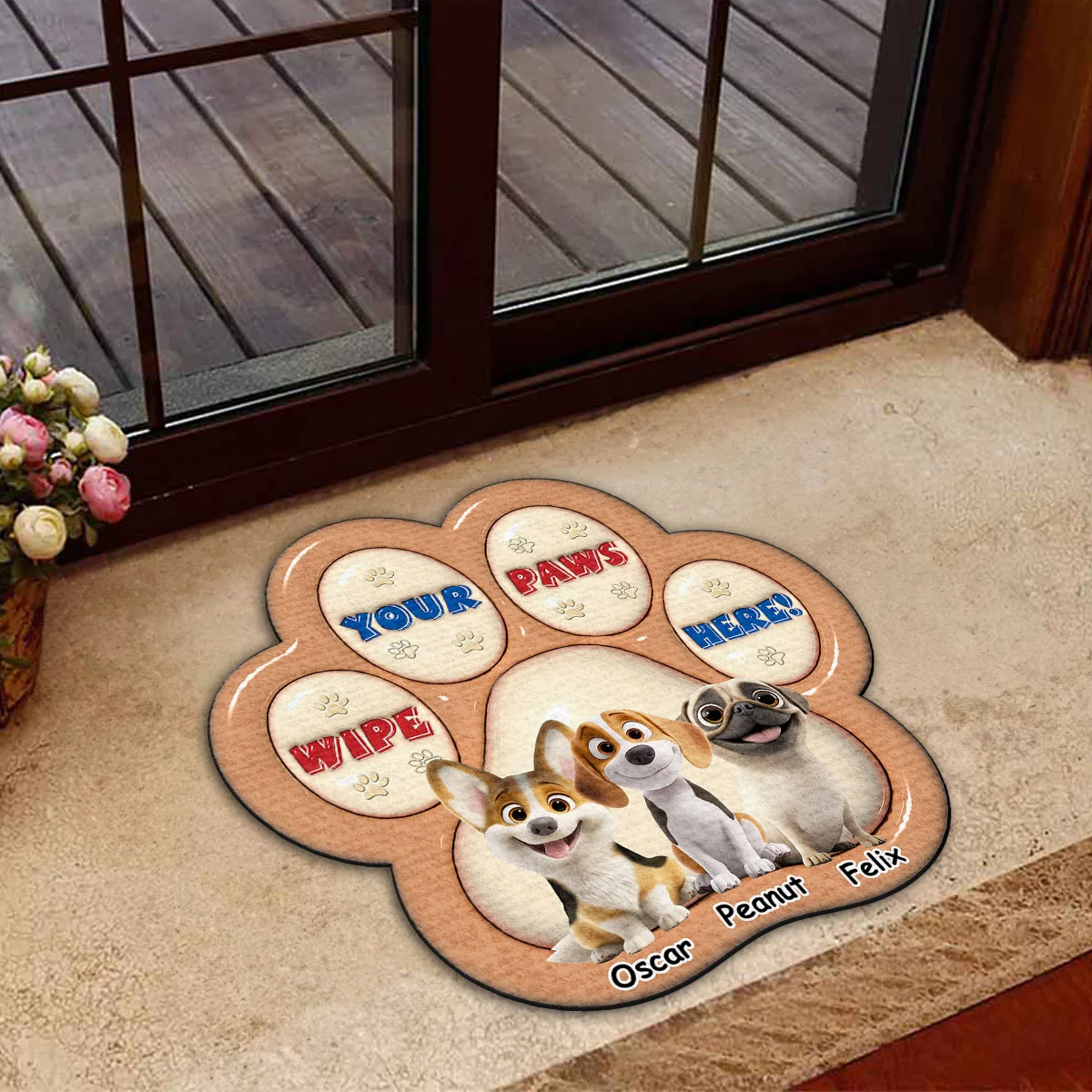 Wipe Your Paws Here Human - Personalized Custom 3D Inflated Effect Doormat - Image 3