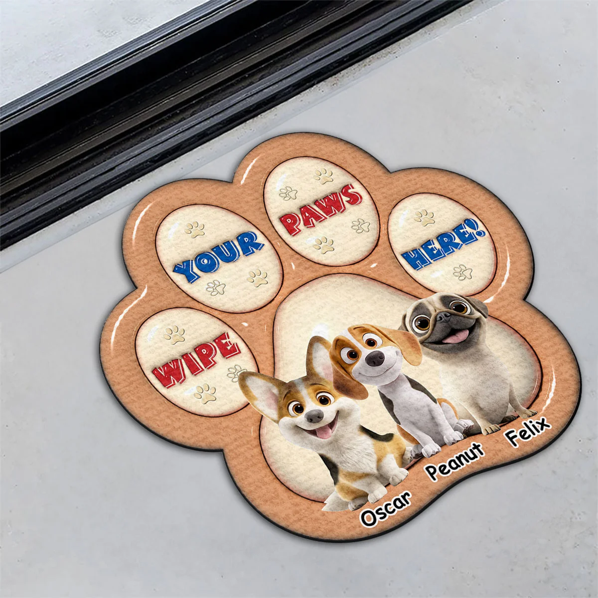 Wipe Your Paws Here Human - Personalized Custom 3D Inflated Effect Doormat - Image 4