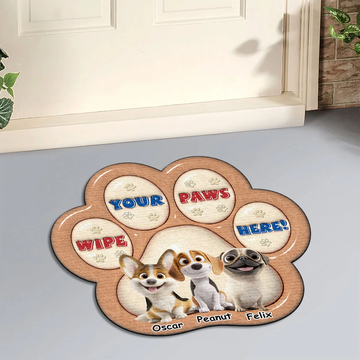 Wipe Your Paws Here Human - Personalized Custom 3D Inflated Effect Doormat - Image 5